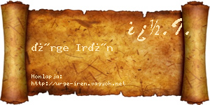 Ürge Irén névjegykártya